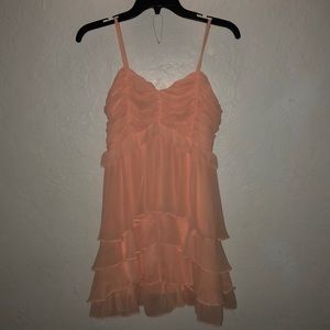 CORAL RUFFLE DRESS SIZE SMALL MUSTARD SEED